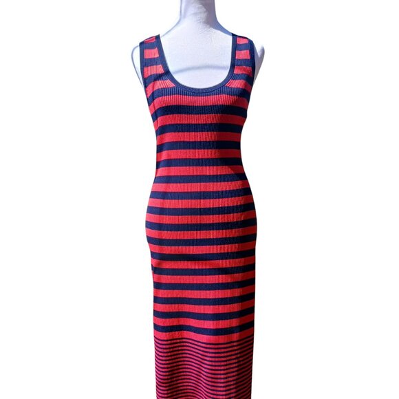 Michael Kors, NWT, Navy and Red Striped, Ribbed Knit, Tank Dress, Large , Midi - Picture 6 of 16